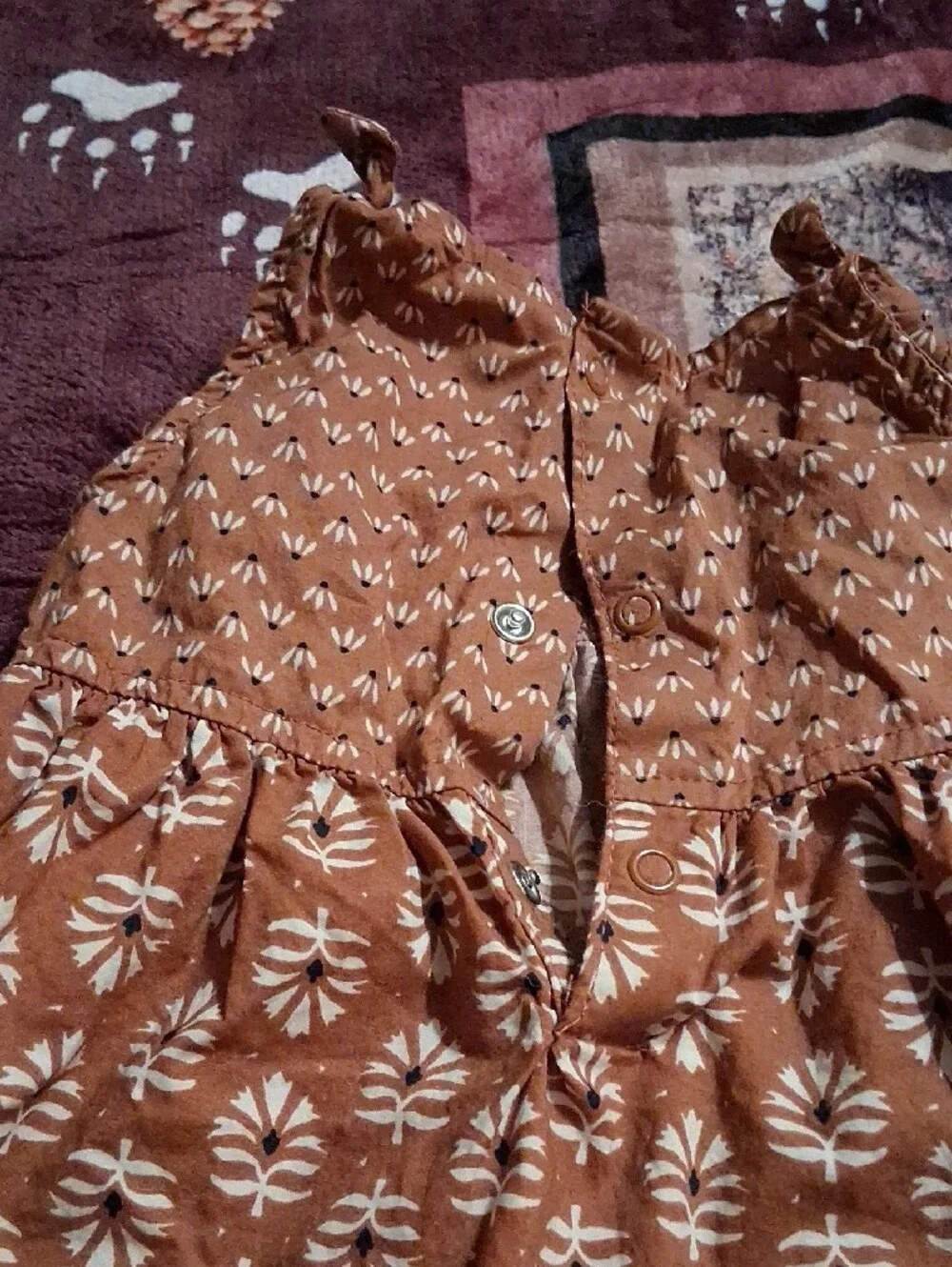 Carter's Rust Brown Floral Sundress with Matching Hat